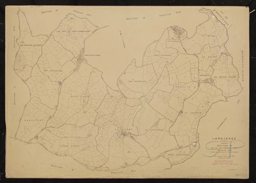 Section D dite de Saint-Pierre-du-Pizay feuille n°3 (partie de l'ancienne 1ère, 2e feuille etr 3e feuille). Plan cadastral révisé pour 1952.
