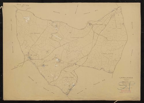 Section F dite des loives feuille n°1 (partie des anciennes feuilles F1, E1). Plan cadastral révisé pour 1952.