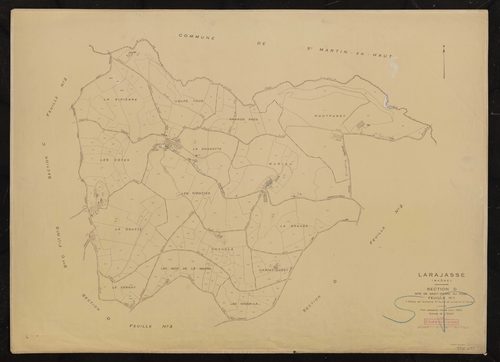 Section D dite de Saint-Pierre-du-Pizay feuille n°1 (partie de l'ancienne 3e feuille et ancienne 4e feuille). Plan cadastral révisé pour 1952.