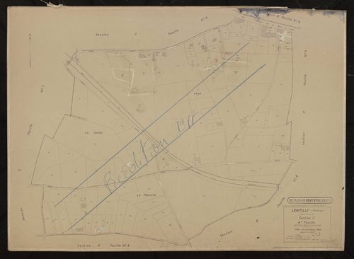 Section C 4e feuille (partie de l'ancienne feuille unique). Plan cadastral révisé pour 1936. Réédition pour 1977.