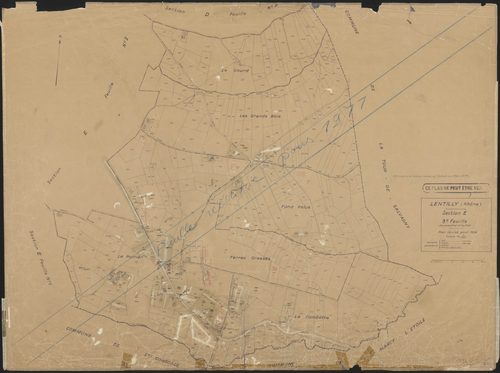 Section E dite du Poirier 3e feuille (anciennes troisième et quatrième feuilles). Plan cadastral révisé pour 1936. Réédition pour 1977.