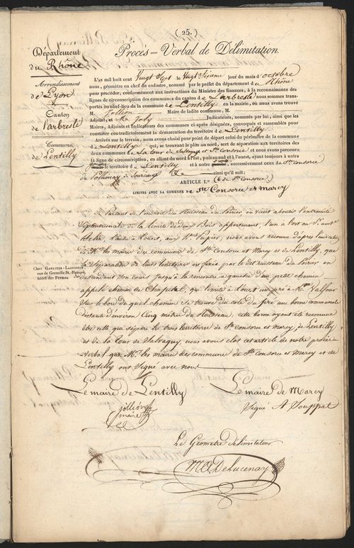 Lentilly, 26 octobre 1827.