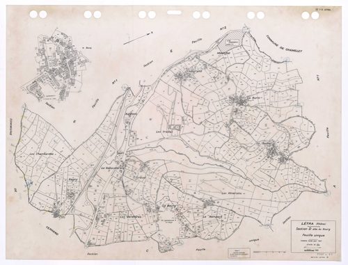 Section D dite du Bourg feuille unique. Feuille révisée pour 1947. Edition à jour 1993.