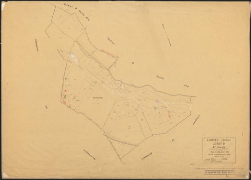 Section B 3e feuille ( partie de l'ancienne première feuille). Plan cadastral révisé pour 1932. Feuille renouvelée pour 1937.