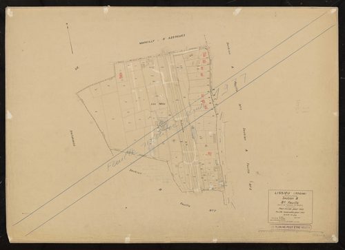 Section B 8e feuille (partie de l'ancienne deuxième feuille). Plan cadastral révisé pour 1932. Réédition pour 1977.