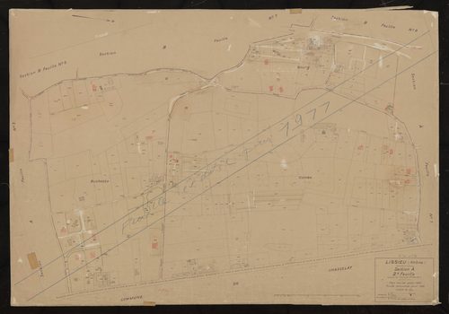 Section A 2e feuille (partie de l'ancienne première feuille). Plan cadastral révisé pour 1932 feuille renouvelée pour 1936. Réédition pour 1977.