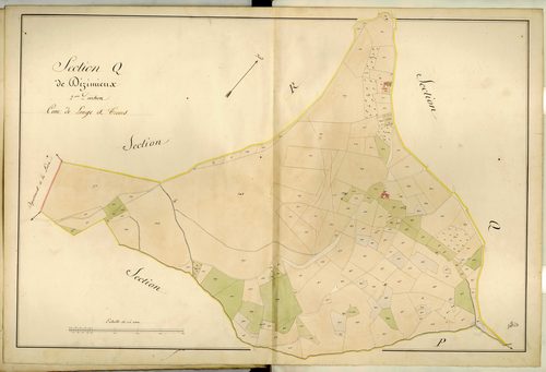 Section Q dite de Dizimieux, feuille n°2 : section attribuée à Longes en 1849.