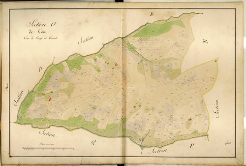 Section O, feuille unique : section attribuée à Longes en 1849.
