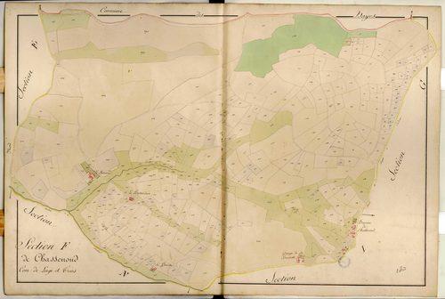 Section F dite de Chassenoud, feuille unique : section attribuée à Longes en 1849.