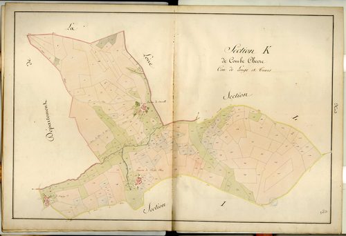 Section K dite de Combe-Chève, feuille unique : section attribuée à Longes en 1849.