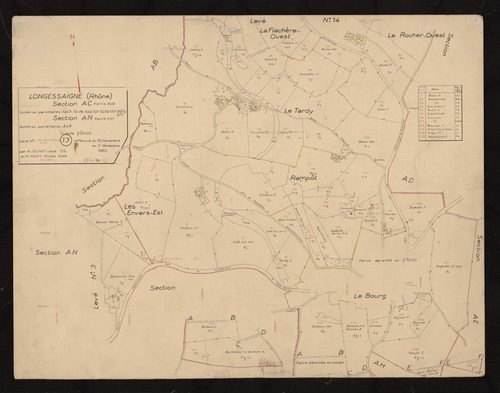 Section AC : partie Sud et section AN : partie Est. Levé n°13 effectué du 10 novembre au 3 décembre 1960.