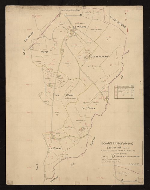 Section AB : partie Est. Levé n°1 effectué du 20 avril au 7 mai 1960.