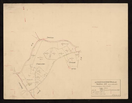 Section AH : partie Nord-Ouest. Levé n°11 effectué du 10 au 12 octobre 1960.