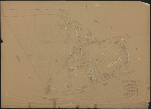 Section A (ancienne section B de Marcy et Sainte Consorce) 2e feuille (partie de l'ancienne 2e feuille). Plan cadastral révisé pour 1933.