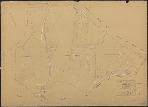 Section A (ancienne section A de Marcy et Sainte Consorce) 5e feuille (partie de l'ancienne 1ère feuille). Plan cadastral révisé pour 1933.
