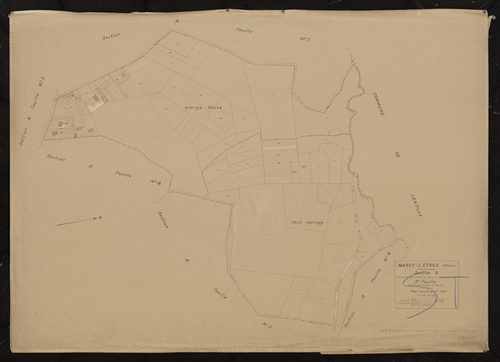Section A (ancienne section A de Marcy et Sainte Consorce) 3e feuille (partie de l'ancienne 1ère feuille). Plan cadastral révisé pour 1933.