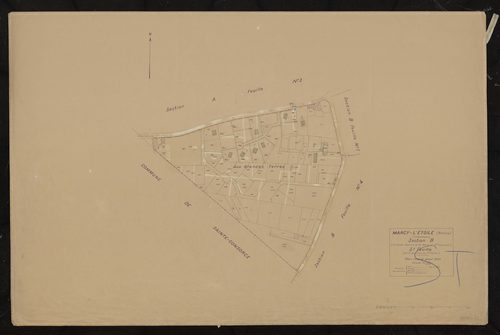 Section B (ancienne section C de Marcy et Sainte Consorce) 5e feuille (partie de l'ancienne 1ère feuille). Plan cadastral révisé pour 1933.