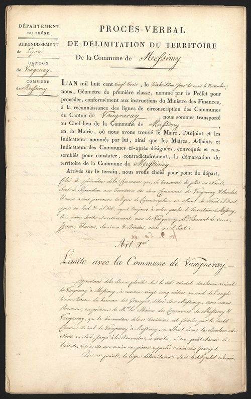 Messimy, 18 novembre 1823.