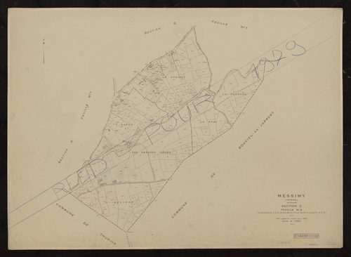 Section C feuille n°2 (ancienne feuille C2 et parties des anciennes feuilles A unique, B1 et D2). Plan cadastral révisé pour 1953. Réédité pour 1979.