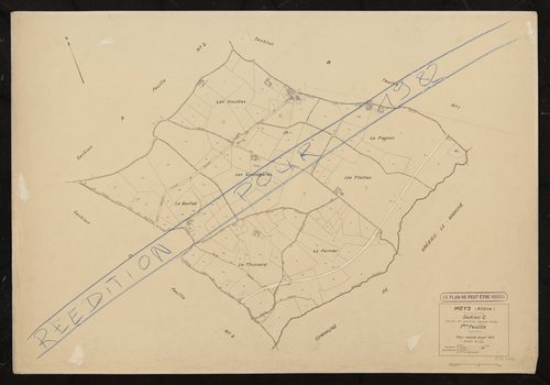 Section C (parties des anciennes sections C et D) 1ère feuille. Plan révisé pour 1937. Réédité pour 1982.