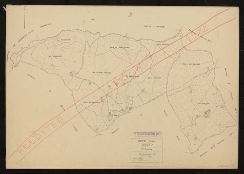 Section F 2e feuille (ancienne 1ère feuille et partie de l'ancienne 2e feuille). Plan révisé pour 1937. Réédité pour 1982.