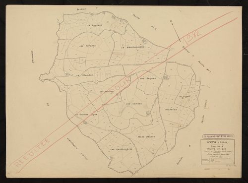 Section E feuille unique (partie de l'ancienne feuille unique). Plan révisé pour 1937. Réédité pour 1982.