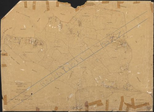 Section D feuille unique (anciennes feuilles uniques des section G et H et parties de l'ancienne feuille unique section C). Plan révisé pour 1947. Réédition pour 1977.