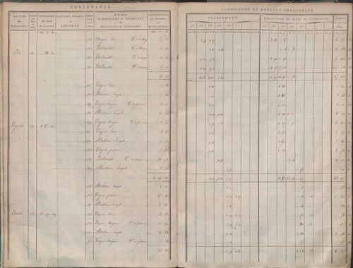 État de sections et matrice de rôle de la contribution foncière.