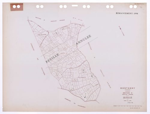 Section D dite de Louizy feuille unique. Plan révisé pour 1938. Edition à jour pour 1985. Feuille annulée. Remaniement 1998.