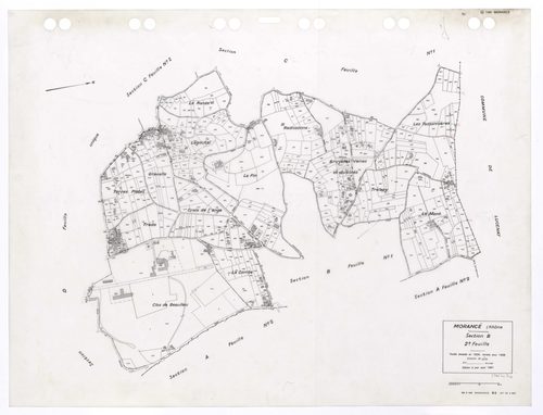 Section B 2e feuille. Feuille dressée en 1829 révisée pour 1936. Edition à jour pour 1991.