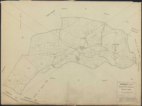Section F dite de Chavanne feuille unique. Plan révisé pour 1942, feuille dressée en 1812, mise à jour pour 1966.