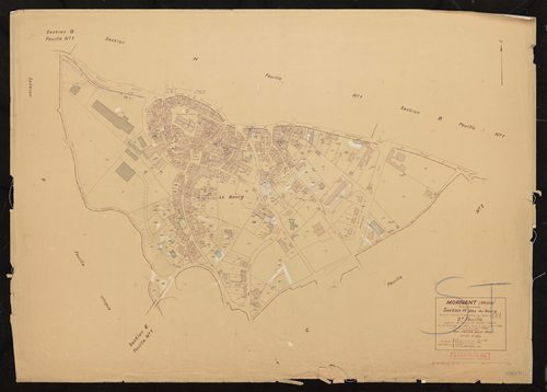 Section H dite du Bourg (ancienne section H et partie de l'ancienne sections A, B et G) 2e feuille (partie de l'ancienne feuille unique). Plan révisé pour 1942, feuille dressée en 1812, mise à jour pour 1966. 2e édition à jour pour 1966.