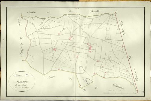 Section B dite de Pierreux, feuille unique (parcelles 1-244).