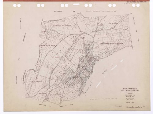 Section A feuille n°1. Plan révisé pour 1939. 2e édition à jour 1980. En partie remaniée en section AC pour 1994.