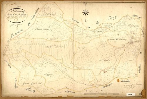Section B dite de Valency, feuille n°2 (parcelles 307-857).