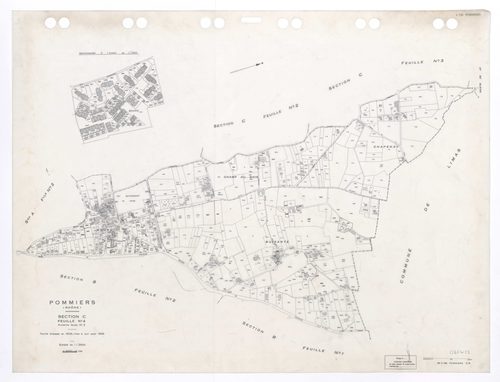 Section C 4e feuille (ancienne feuille n°2). Feuille dressée en 1829 mise à jour pour 1935. Edition à jour pour 1996.