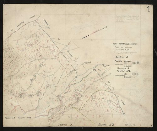 Verso : section A feuille n°2 et section B feuille unique. Levé effectué du 9 septembre au 16 octobre 1940. Plan révisé pour 1941.
