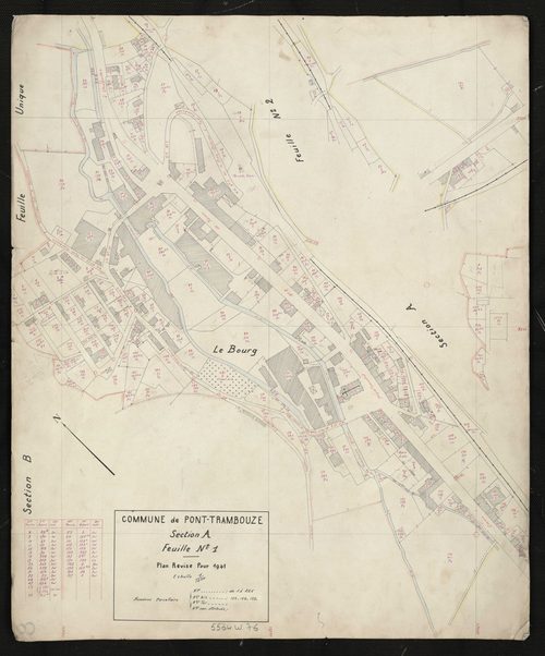 Section A feuille n°1. Plan révisé pour 1941 : planchette.