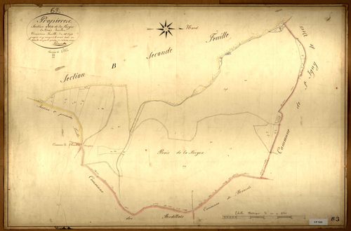 Section B dite de la Farges, feuille n°3 (parcelles 594-616).