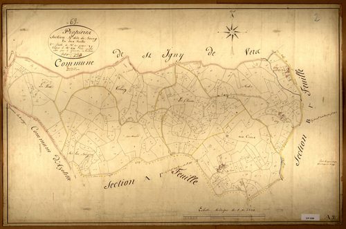 Section A dite du Bourg, feuille n°2 (parcelles 401-686).