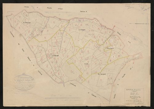 Section E feuille n°2. Feuille dressée en 1823 mise à jour pour 1961.