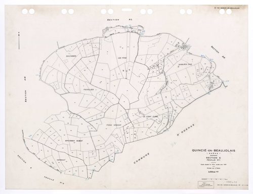 Section E feuille n°1. Feuille dressée en 1823 révisée pour 1961. Edition à jour pour 1993.