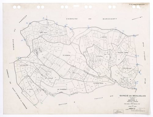 Section F feuille unique. Feuille dressée en 1823 révisée pour 1961. Edition à jour pour 1993.