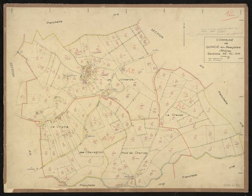 Sections AE, AL, AM : planchette n°12.