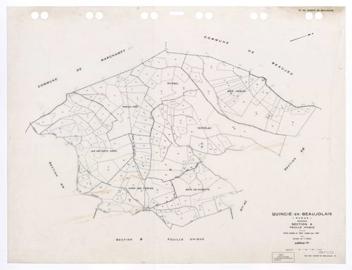 Section A feuille unique. Feuille dressée en 1823 révisée pour 1961. Edition à jour pour 1993.