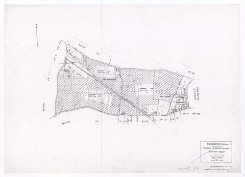 Section F dite de Genestels feuille unique. Plan révisé pour 1936. 2e édition à jour pour 1980. Plan annulé pour 1995.