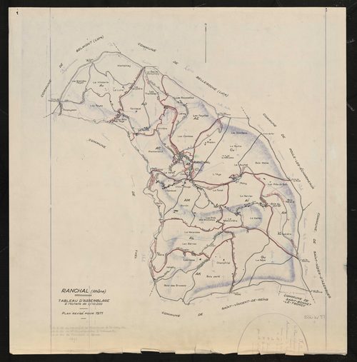 Tableau d'assemblage (TA). Plan révisé pour 1971.
