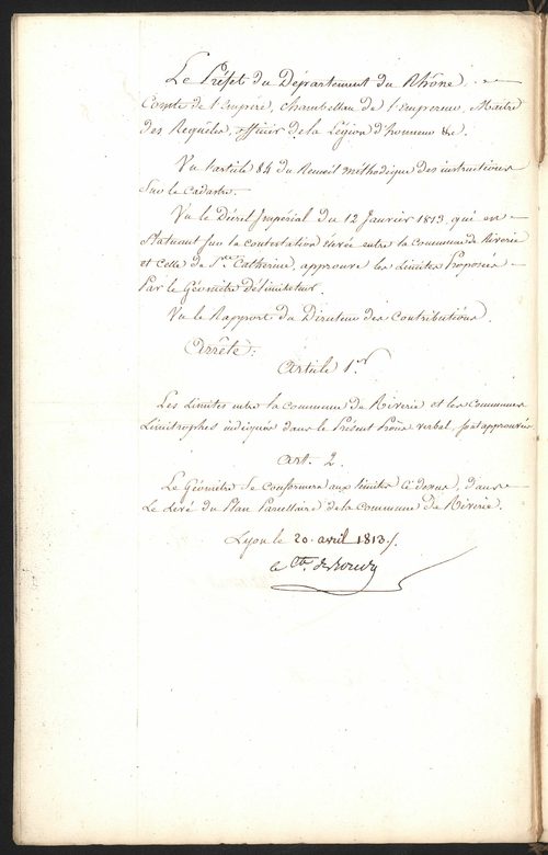 Riverie, 1er avril 1812.