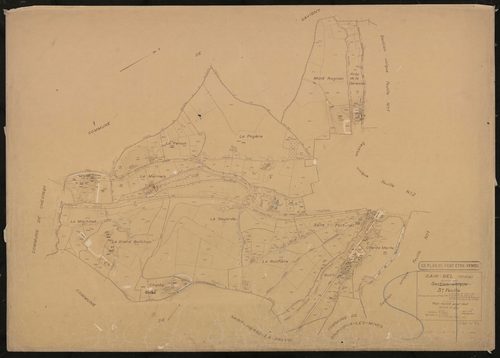 Section unique 3e feuille (parties des anciennes sections et feuilles uniques de Sain Bel, C1 et F2 de Savigny, A1 et A2 de Saint-Pierre-la-Palud et A1 de Sourcieux-les-Mines). Plan révisé pour 1947.