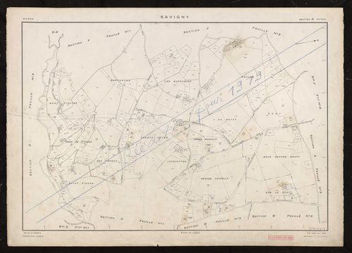 Section D feuille n°2. Plan établi pour 1953. Réédition pour 1979.